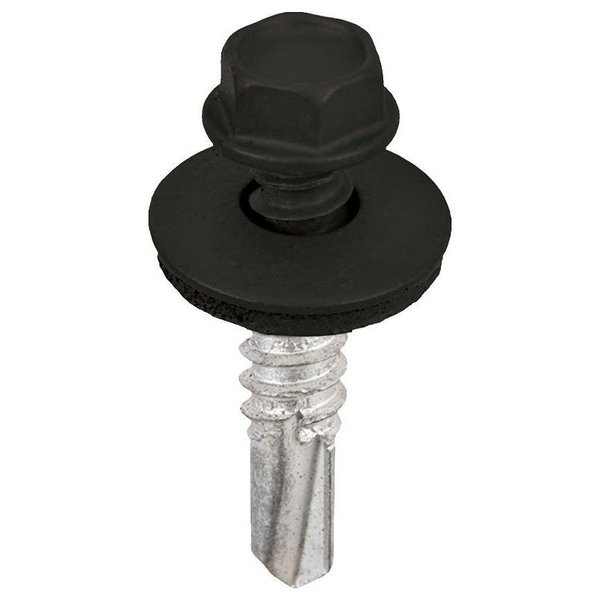 Acorn International Self-Drilling Screw, 1 in, Powder Coated Hex Head Hex Drive SW-MM141BK250